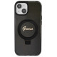 Guess Ring Stand Script Glitter MagSafe case for iPhone 15 - black