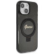 Guess Ring Stand Script Glitter MagSafe case for iPhone 15 - black