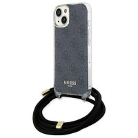 Guess Crossbody Cord 4G Print Case for iPhone 15/14/13 - Black
