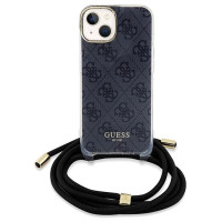Guess Crossbody Cord 4G Print Case for iPhone 15/14/13 - Black