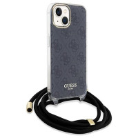 Guess Crossbody Cord 4G Print Case for iPhone 15/14/13 - Black