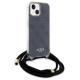 Guess Crossbody Cord 4G Print Case for iPhone 15/14/13 - Black