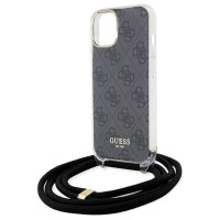 Guess Crossbody Cord 4G Print Case for iPhone 15/14/13 - Black