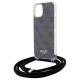 Guess Crossbody Cord 4G Print Case for iPhone 15/14/13 - Black