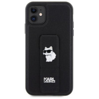 Karl Lagerfeld Gripstand Saffiano Choupette Pins Case for iPhone 11 / Xr - Black