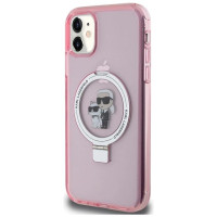 Karl Lagerfeld Ring Stand Karl&Choupette MagSafe case for iPhone 11 / Xr - pink
