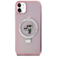 Karl Lagerfeld Ring Stand Karl&Choupette MagSafe case for iPhone 11 / Xr - pink