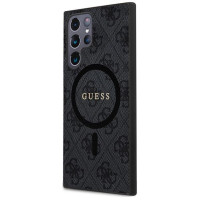 Guess 4G Collection Leather Metal Logo MagSafe Case for Samsung Galaxy S24 Ultra - Black