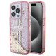 Guess Liquid Glitter Gold Stripes case for iPhone 15 Pro - pink