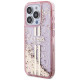 Guess Liquid Glitter Gold Stripes case for iPhone 15 Pro - pink