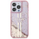Guess Liquid Glitter Gold Stripes case for iPhone 15 Pro - pink