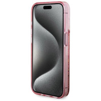 Guess Liquid Glitter Gold Stripes case for iPhone 15 Pro - pink
