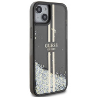 Guess Liquid Glitter Gold Stripes case for iPhone 15 Plus / 14 Plus - black