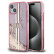 Guess Liquid Glitter Gold Stripes case for iPhone 15 Plus / 14 Plus - pink