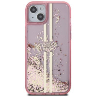 Guess Liquid Glitter Gold Stripes case for iPhone 15 Plus / 14 Plus - pink