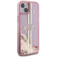 Guess Liquid Glitter Gold Stripes case for iPhone 15 Plus / 14 Plus - pink
