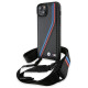 BMW M Edition Carbon Tricolor Lines & Strap case for iPhone 15 / 14 / 13 - black