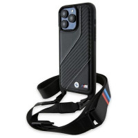BMW M Edition Carbon Stripe & Strap case for iPhone 15 Pro Max - black
