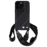 BMW M Edition Carbon Stripe & Strap case for iPhone 15 Pro Max - black