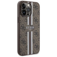 Guess 4G Printed Stripes MagSafe case for iPhone 15 Pro Max - brown