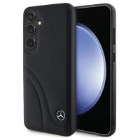Mercedes Leather Curved Stitches case for Samsung Galaxy S24 - black