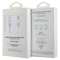 Guess Ebossed Logo USB-C / Lightning Cable 1.5m Fast Charging - Pink