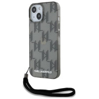 Karl Lagerfeld IML Mono KL Pattern & Cord case for iPhone 15 / 14 / 13 - black