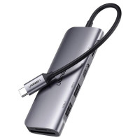 Ugreen CM195 ​​6in1 adapter USB-C - HDMI / 2x USB-A 3.0 / USB-C PD / SD / TF reader - gray