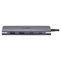 Ugreen CM195 ​​6in1 adapter USB-C - HDMI / 2x USB-A 3.0 / USB-C PD / SD / TF reader - gray
