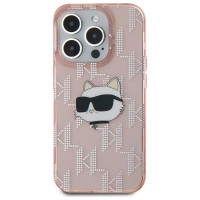 Karl Lagerfeld IML Choupette Head & Monogram case for iPhone 15 Pro Max - pink