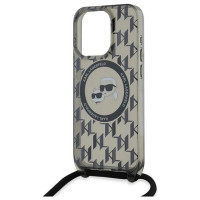 Karl Lagerfeld IML Crossbody Monogram Karl & Choupette Head MagSafe Case for iPhone 15 Pro Max - Black