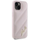 Karl Lagerfeld Diagonal Quilted Script case for iPhone 14 / 15 / 13 - pink