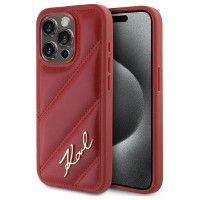 Karl Lagerfeld Diagonal Quilted Script case for iPhone 15 Pro - red