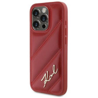 Karl Lagerfeld Diagonal Quilted Script case for iPhone 15 Pro - red