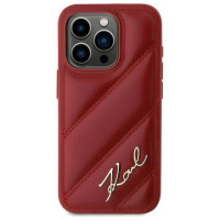 Karl Lagerfeld Diagonal Quilted Script case for iPhone 15 Pro - red