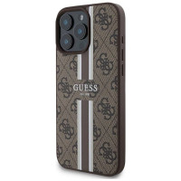 Guess 4G Printed Stripes MagSafe Case for iPhone 16 Pro Max - Brown