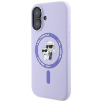 Karl Lagerfeld Silicone Karl&Choupette Heads Ring MagSafe Case for iPhone 16 Plus - Purple