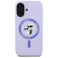 Karl Lagerfeld Silicone Karl&Choupette Heads Ring MagSafe Case for iPhone 16 Plus - Purple