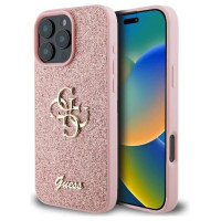 Guess Fixed Glitter Big 4G Case for iPhone 16 Pro - Pink