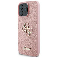 Guess Fixed Glitter Big 4G Case for iPhone 16 Pro - Pink