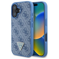 Guess Hardcase Leather 4G Triangle Strass MagSafe Case for iPhone 16 - Blue