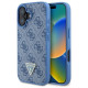 Guess Hardcase Leather 4G Triangle Strass MagSafe Case for iPhone 16 - Blue