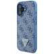 Guess Hardcase Leather 4G Triangle Strass MagSafe Case for iPhone 16 - Blue