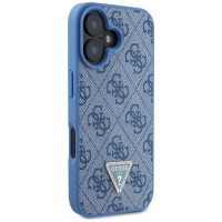 Guess Hardcase Leather 4G Triangle Strass MagSafe Case for iPhone 16 - Blue