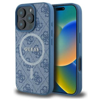 Guess 4G Ring Classic Logo MagSafe iPhone 16 Pro Case - Blue