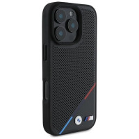 BMW M Perforated Tricolor Line MagSafe Case for iPhone 16 Pro - Black