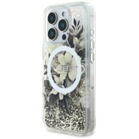 Guess Liquid Glitter Flower MagSafe iPhone 16 Pro Case - Beige