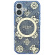 Guess IML Peony On 4G Background MagSafe case for iPhone 16 - blue