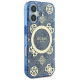Guess IML Peony On 4G Background MagSafe case for iPhone 16 - blue