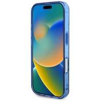 Guess IML Peony On 4G Background MagSafe case for iPhone 16 - blue